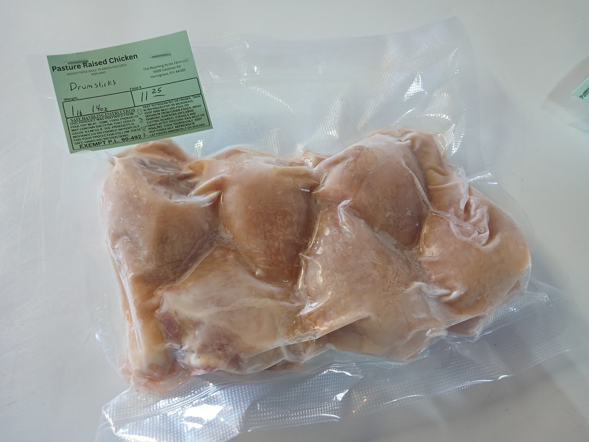 Pasture Raised Chicken Drumsticks by THE ROAMING ACRES FARM LLC